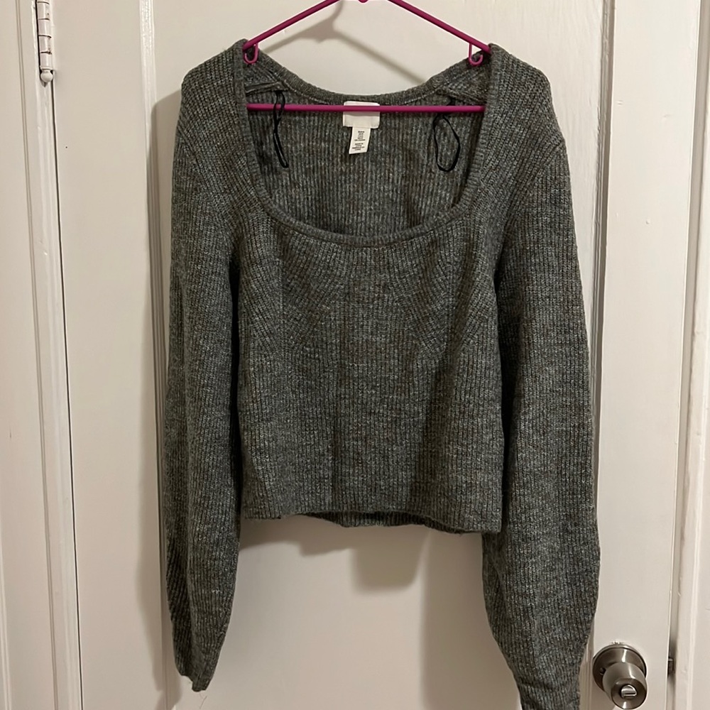 Soft, Grey square neck sweater - never worn